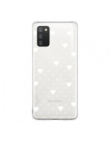 Coque Samsung A02S Point Coeur Blanc Pin Point Heart Transparente - Project M