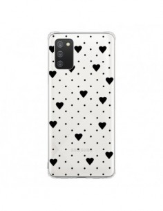 Coque Samsung A02S Point Coeur Noir Pin Point Heart...
