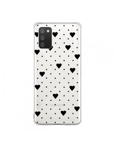 Coque Samsung A02S Point Coeur Noir Pin Point Heart Transparente - Project M