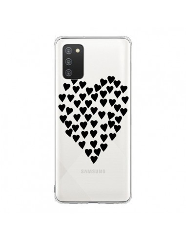 Coque Samsung A02S Coeurs Heart Love Noir Transparente - Project M