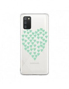 Coque Samsung A02S Coeurs Heart Love Mint Bleu Vert...