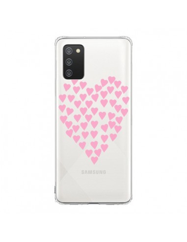 Coque Samsung A02S Coeurs Heart Love Rose Pink Transparente - Project M