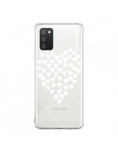 Coque Samsung A02S Coeurs Heart Love Blanc Transparente -...