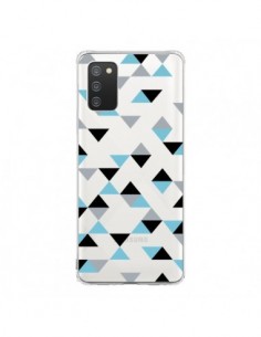 Coque Samsung A02S Triangles Ice Blue Bleu Noir...