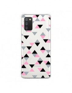 Coque Samsung A02S Triangles Pink Rose Noir Transparente...