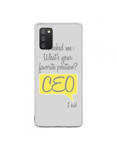 Coque Samsung A02S What's your favorite position CEO I said, jaune - Shop Gasoline