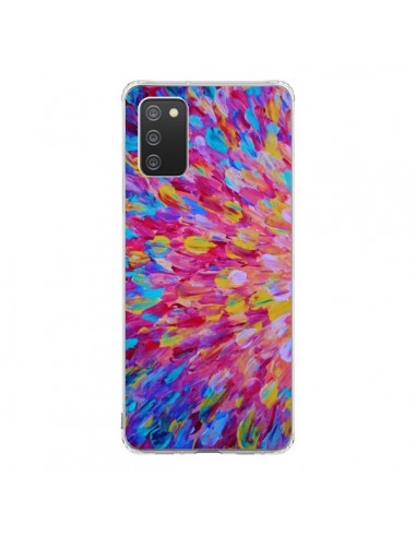 Coque Samsung A02S Fleurs Bleues Roses Splash - Ebi Emporium