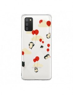 Coque Samsung A02S Pingouin Ciel Ballons Transparente -...
