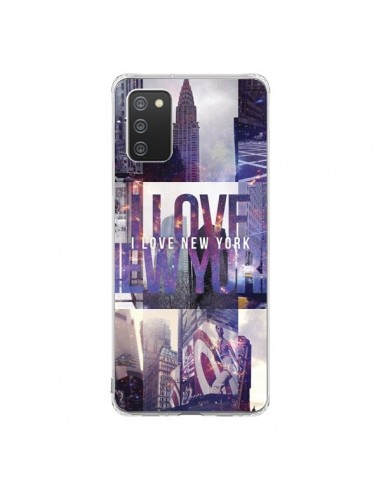 Coque Samsung A02S I love New Yorck City violet - Javier Martinez