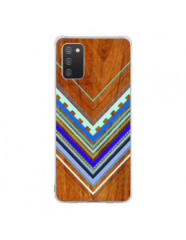 Coque Samsung A02S Azteque Arbutus Blue Bois Aztec Tribal - Jenny Mhairi