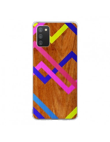 Coque Samsung A02S Pink Yellow Wooden Bois Azteque Aztec Tribal - Jenny Mhairi