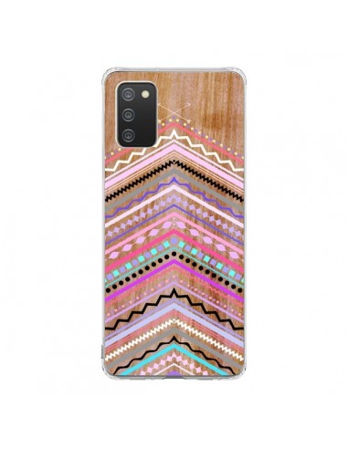 Coque Samsung A02S Purple Chevron Wild Wood Bois Azteque Aztec Tribal - Jenny Mhairi