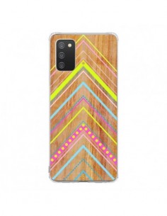 Coque Samsung A02S Wooden Chevron Pink Bois Azteque Aztec...