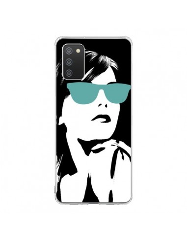 Coque Samsung A02S Fille Lunettes Bleues - Jonathan Perez