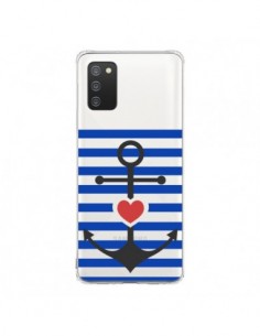 Coque Samsung A02S Mariniere Ancre Marin Coeur...