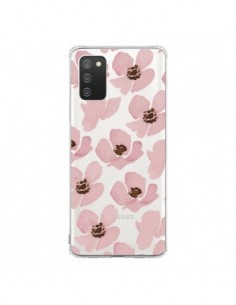 Coque Samsung A02S Fleurs Roses Flower Transparente -...