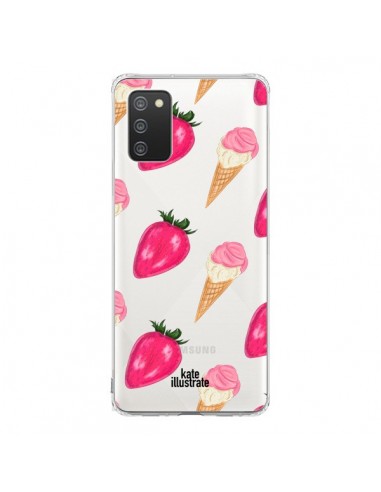 Coque Samsung A02S Strawberry Ice Cream Fraise Glace Transparente - kateillustrate