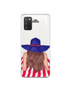 Coque Samsung A02S Beah Girl Fille Plage Transparente -...