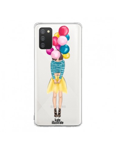 Coque Samsung A02S Girls Balloons Ballons Fille Transparente - kateillustrate