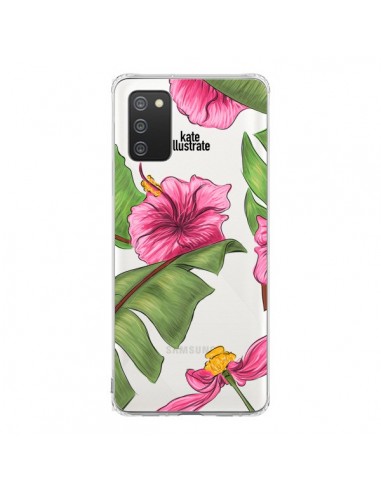 Coque Samsung A02S Tropical Leaves Fleurs Feuilles Transparente - kateillustrate