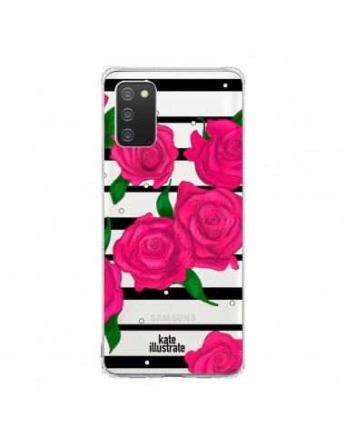 Coque Samsung A02S Roses Rose Fleurs Flowers Transparente - kateillustrate