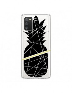 Coque Samsung A02S Ananas Noir Transparente - Koura-Rosy...