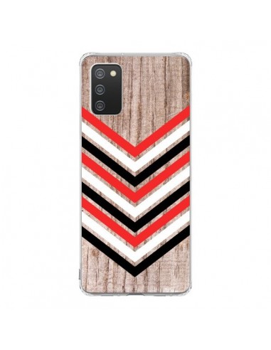 Coque Samsung A02S Tribal Aztèque Bois Wood Flèche Rouge Blanc Noir - Laetitia