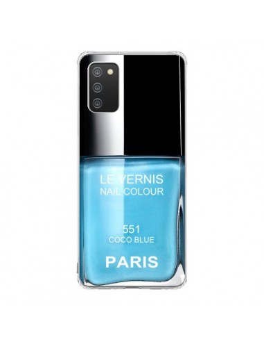 Coque Samsung A02S Vernis Paris Coco Blue Bleu - Laetitia