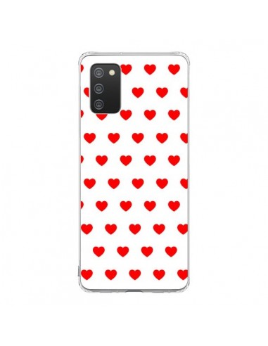 Coque Samsung A02S Coeurs Rouges Fond Blanc - Laetitia