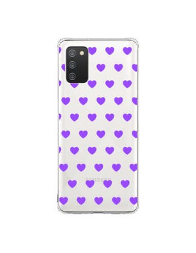 Coque Samsung A02S Coeur Heart Love Amour Violet Transparente - Laetitia