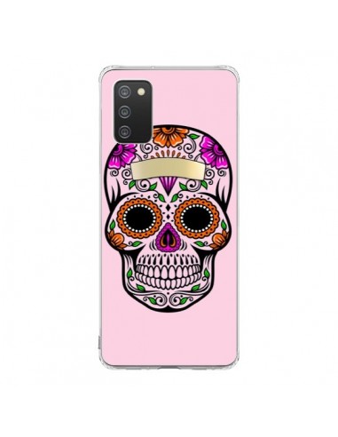 Coque Samsung A02S Tête de Mort Mexicaine Rose Multicolore - Laetitia