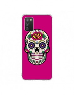 Coque Samsung A02S Tête de Mort Mexicaine Rose Fushia -...