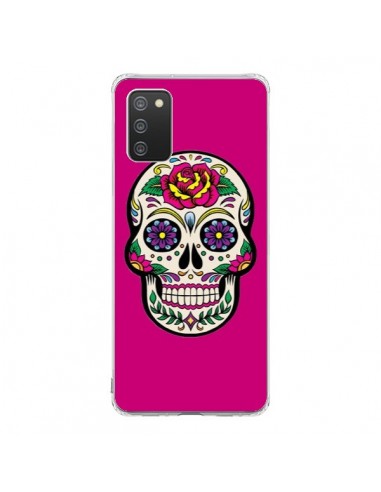 Coque Samsung A02S Tête de Mort Mexicaine Rose Fushia - Laetitia