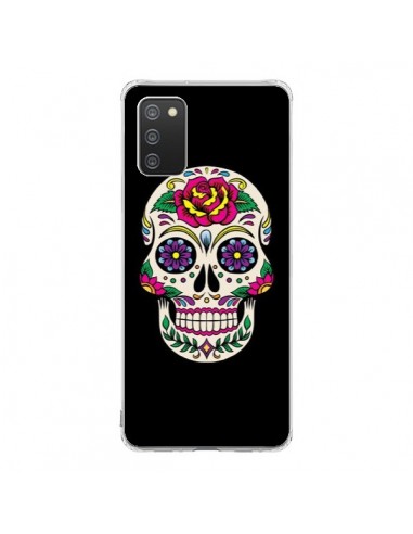 Coque Samsung A02S Tête de Mort Mexicaine Multicolore Noir - Laetitia