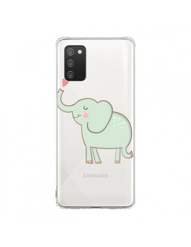 Coque Samsung A02S Elephant Elefant Animal Coeur Love  Transparente - Petit Griffin