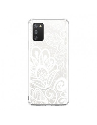 Coque Samsung A02S Lace Fleur Flower Blanc Transparente - Petit Griffin