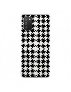 Coque Samsung A02S Vichy Carre Noir Transparente - Petit...