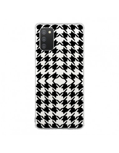 Coque Samsung A02S Vichy Carre Noir Transparente - Petit Griffin