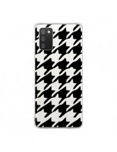Coque Samsung A02S Vichy Gros Carre noir Transparente -...