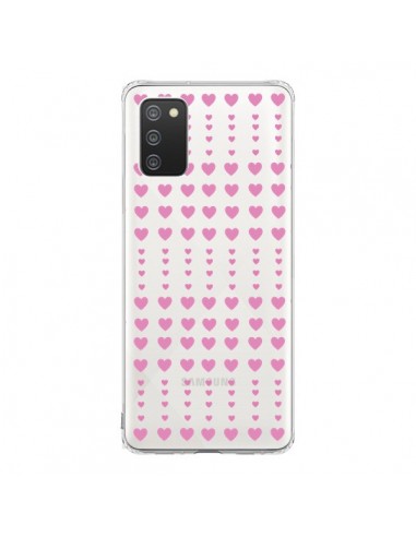 Coque Samsung A02S Coeurs Heart Love Amour Rose Transparente - Petit Griffin