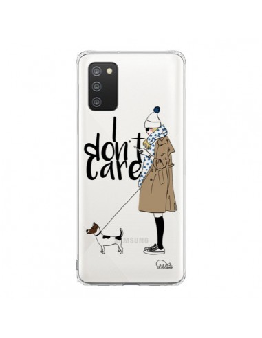 Coque Samsung A02S I don't care Fille Chien Transparente - Lolo Santo