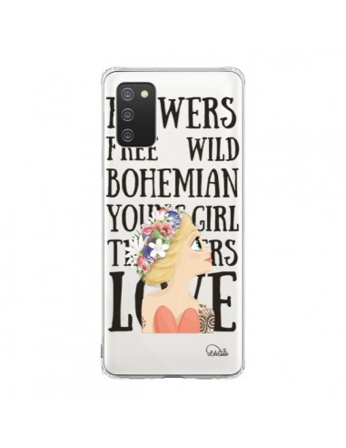 Coque Samsung A02S Flowers Love Transparente - Lolo Santo