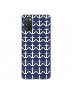 Coque Samsung A02S Ancre Marin Bleu Anchors Navy - Mary...