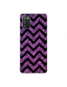 Coque Samsung A02S Chevron Purple Sparkle Triangle...
