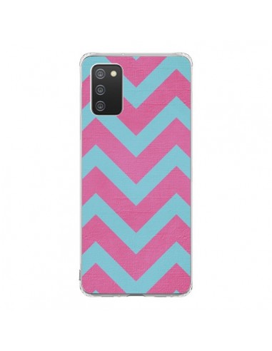 Coque Samsung A02S Strawberry Chevron Rose Bleu - Mary Nesrala