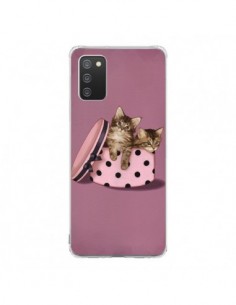 Coque Samsung A02S Chaton Chat Kitten Boite Pois -...
