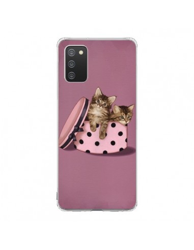 Coque Samsung A02S Chaton Chat Kitten Boite Pois - Maryline Cazenave
