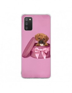 Coque Samsung A02S Chien Dog Boite Noeud Triste -...