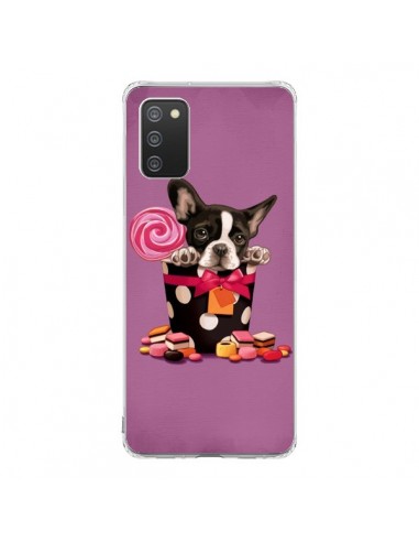 Coque Samsung A02S Chien Dog Boite Noeud Papillon Pois Bonbon - Maryline Cazenave