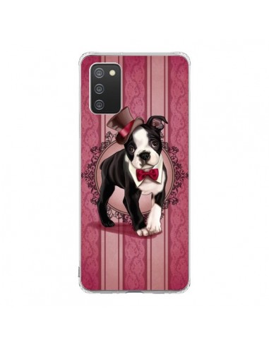 Coque Samsung A02S Chien Dog Gentleman Noeud Papillon Chapeau - Maryline Cazenave